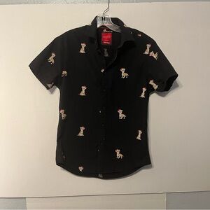 Denim and Flower black small bottom down shirt Christmas theme with chihuahua.